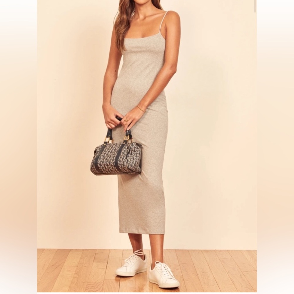 Reformation Grey Sleeveless Midi Dress